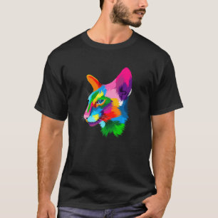 Abstract Oriental Cat Head Colourful Cat Drawing C T-Shirt