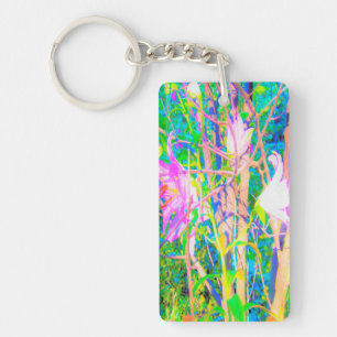 Abstract Oriental Lilies in My Rubio Garden Key Ring