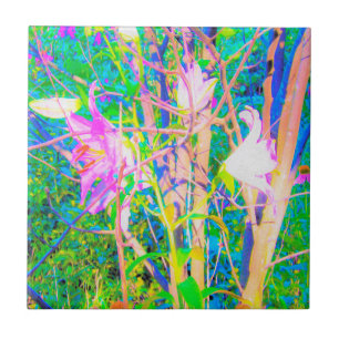 Abstract Oriental Lilies in My Rubio Garden Tile
