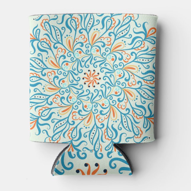 Abstract Ornament Ceramic Tile Pattern Can Cooler (Front)