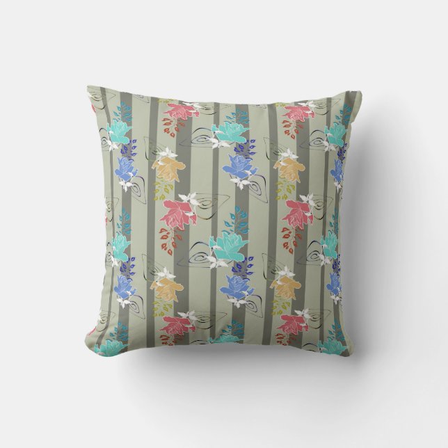 Abstract ornamental decorative  retro striped line cushion (Front)