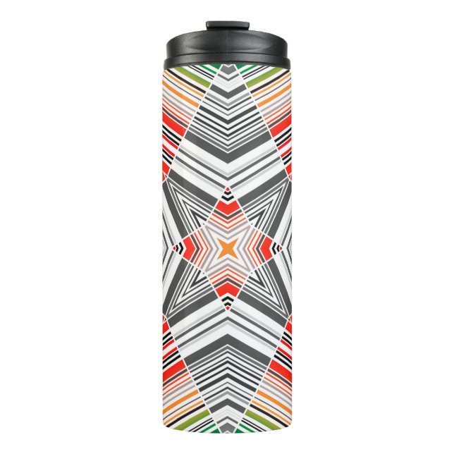 Abstract ornamental lined striped sealmess pattern thermal tumbler (Front)