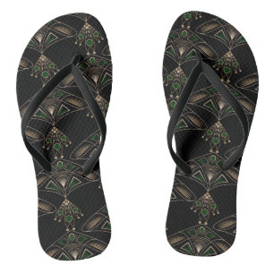 Abstract ornamental modern decor jewellery art dec flip flops