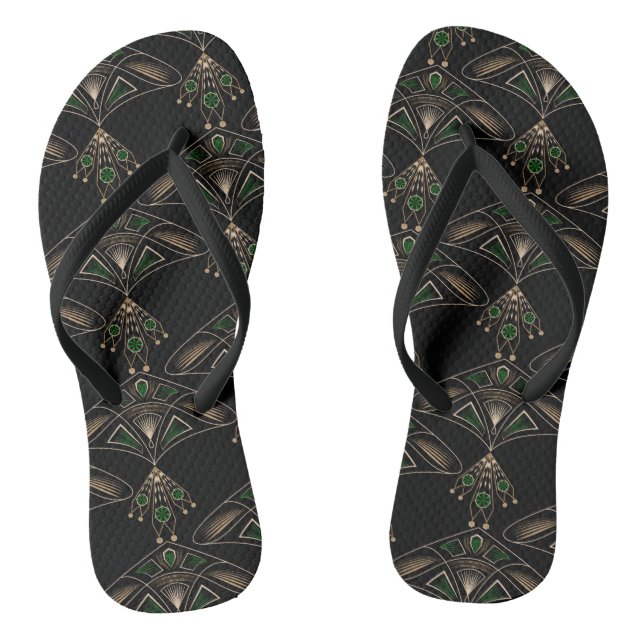 Abstract ornamental modern decor jewellery art dec flip flops (Footbed)