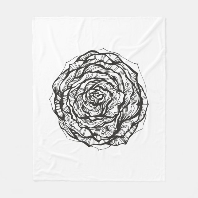 Abstract Ornamental Rose Fleece Blanket (Front)