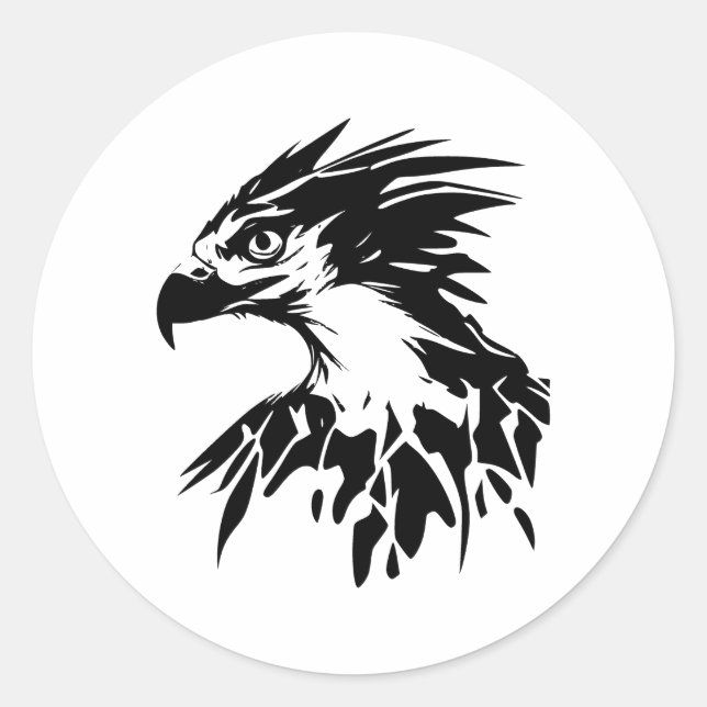 Abstract Osprey Art in BW Classic Round Sticker (Front)