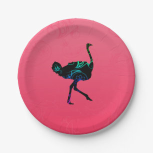 Abstract Ostrich Paper Plates