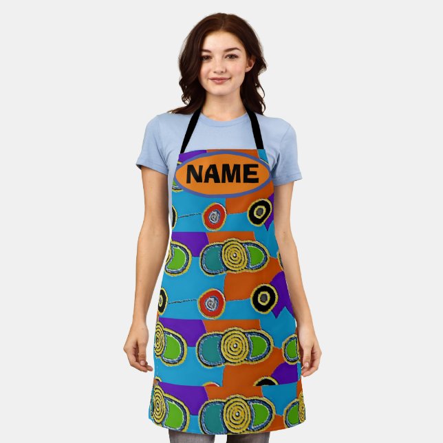 Abstract Oval Shapes, add text, Apron (Worn)