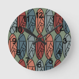 Abstract Ovals Round Clock