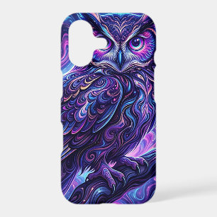 Abstract Owl Branch Cosmic Purple iPhone Cases