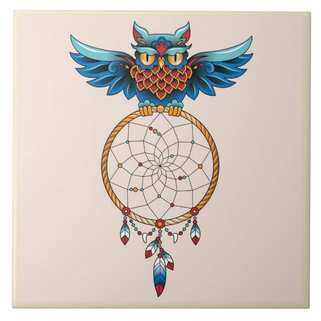 Abstract Owl Dream catcher Tile (Front)