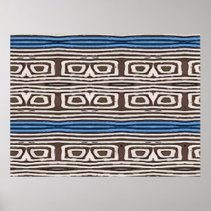 Abstract Owl Eyes, blue lines Poster