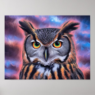 Abstract Owl Portrait Poster