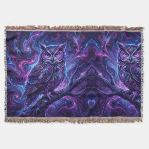 Abstract Owl Purple Modern Blankets