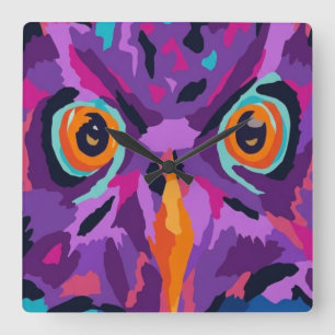 Abstract owl square wall clock