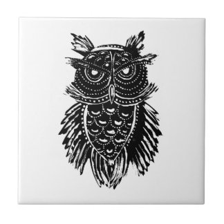 Abstract Owl Tattoo Tile