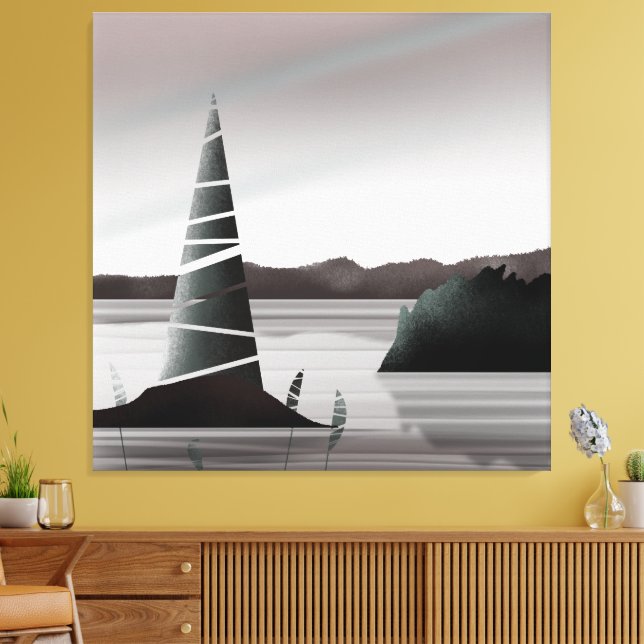 Abstract Pacific Coast Minimal Art Canvas Print (Insitu(LivingRoom))
