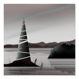 Abstract Pacific Coast Minimal Art Poster
