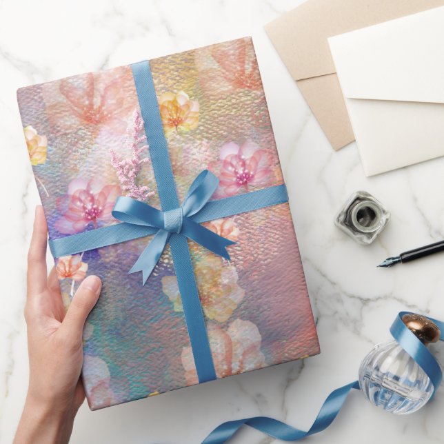 Abstract Paint and Flowers Wrapping Paper (Gifting)