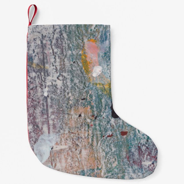 Abstract paint background. Artwork made of mixed m Small Christmas Stocking (Front)