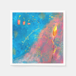 Abstract paint blue sea candles vivid colours  napkin