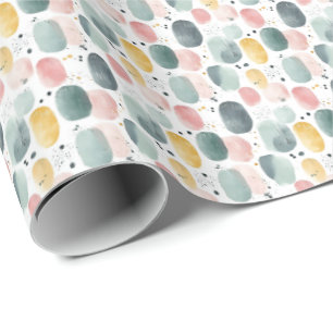Abstract Paint & Dots on White Wrapping Paper