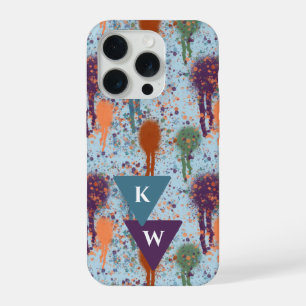 Abstract paint Drips modern splatter Monogram iPhone 15 Pro Case
