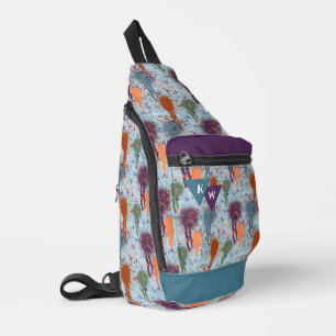 Abstract paint drips modern splatter monogram sling bag