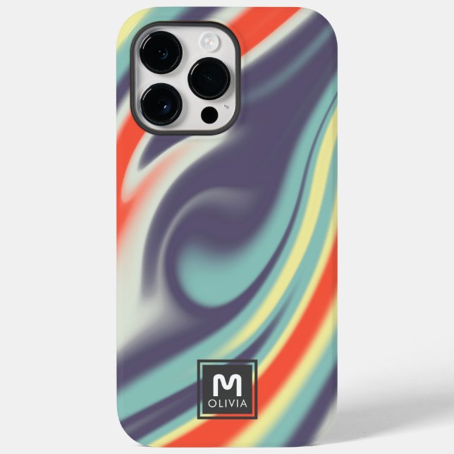 Abstract Paint Flow Pastel Colours Custom Monogram Case-Mate iPhone Case (Back)
