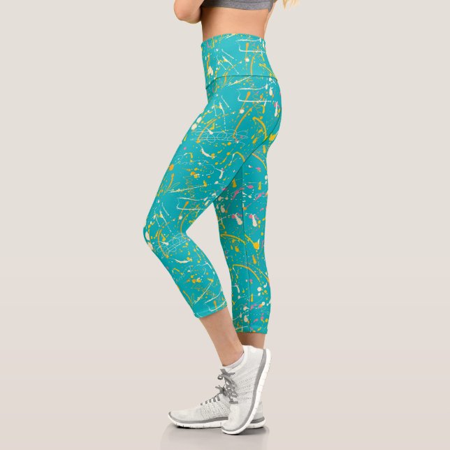 Abstract Paint Splash Capri Leggings (Left)