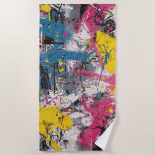 Abstract Paint Splash Urban Art Beach Towel