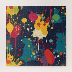 Abstract Paint Splats Multicolored  Jigsaw Puzzle
