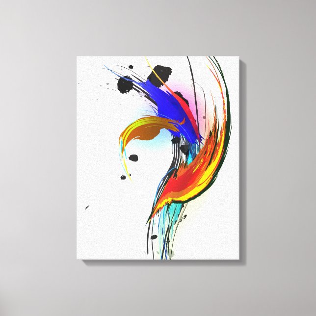 Abstract Paint Splatter Bird of Paradise Canvas Print (Front)