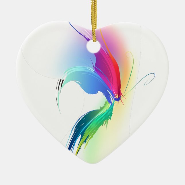 Abstract Paint Splatter Butterfly Ceramic Tree Decoration (Front)