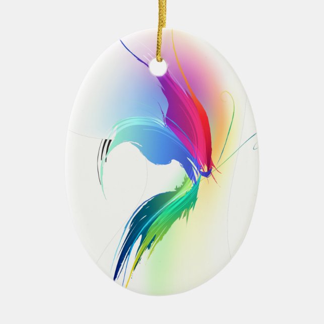 Abstract Paint Splatter Butterfly Ceramic Tree Decoration (Front)