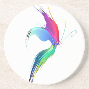 Abstract Paint Splatter Butterfly Coaster