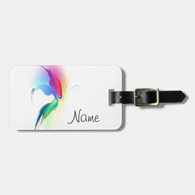 Abstract Paint Splatter Butterfly Luggage Tag (Front Horizontal)