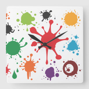 Abstract Paint Splatter Clock