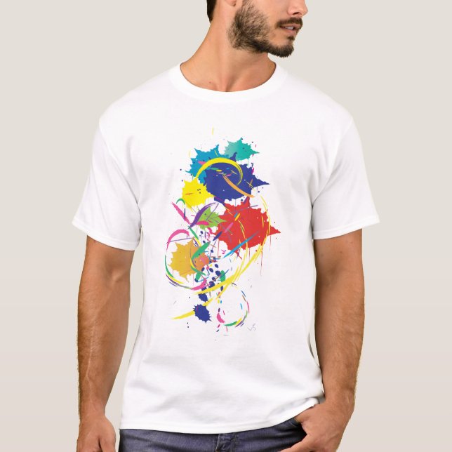 Abstract Paint Splatter Design Modern Cool T-Shirt (Front)
