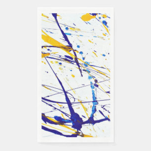 Abstract Paint Splatter in Blue and Gold Napkin
