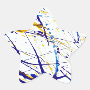 Abstract Paint Splatter in Blue and Gold Star Sticker
