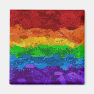 Abstract Paint Splatter LGBTQ Pride Rainbow Flag  Magnet