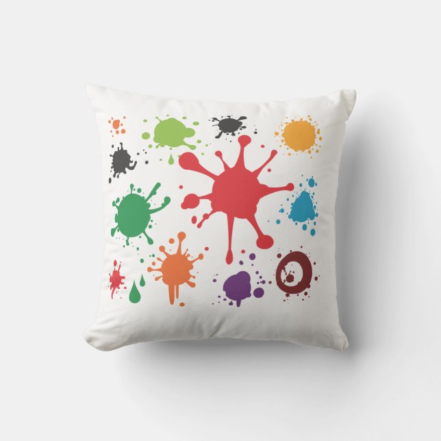 Abstract Paint Splatter Throw Pillows (Front)