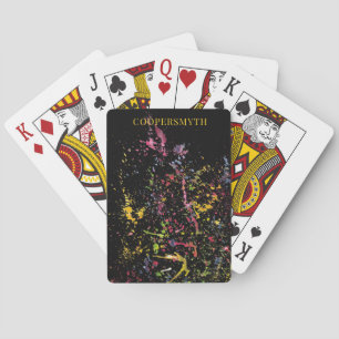 ABSTRACT PAINT SPLATTERS WITH NAME PLAYING CARDS