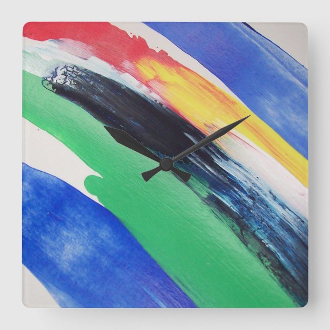 Abstract Paint Square Wall Clock (Front)