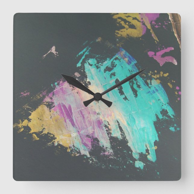 Abstract Paint Square Wall Clock (Front)