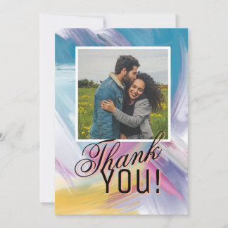 Abstract Paint-Stroke Photo Custom Thank You Holiday Card