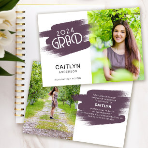 Abstract Paint Strokes 2026 Photo Graduation Party Invitation