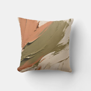 Abstract Paint Strokes Neutral Earth Tones Cushion
