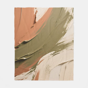 Abstract Paint Strokes Neutral Earth Tones Fleece Blanket